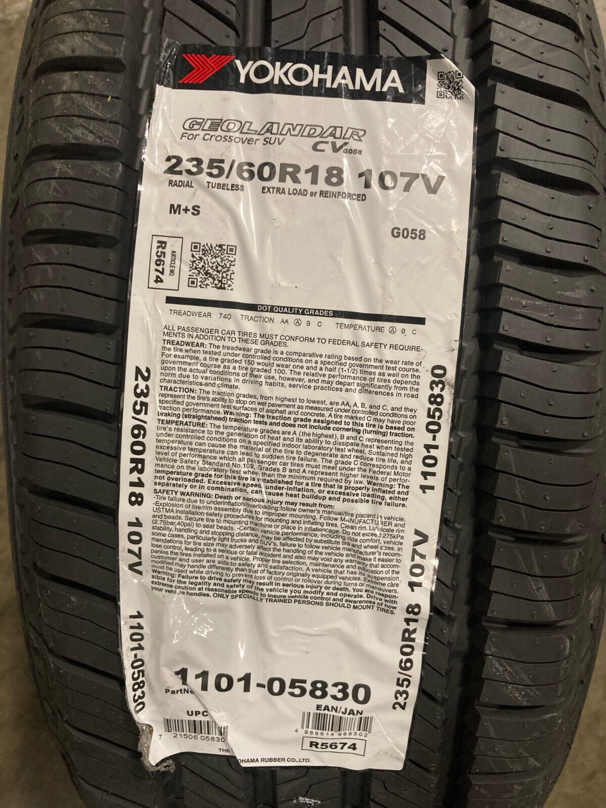 1 New 235 60 18 Yokohama Geolandar CV G058 Tire | eBay