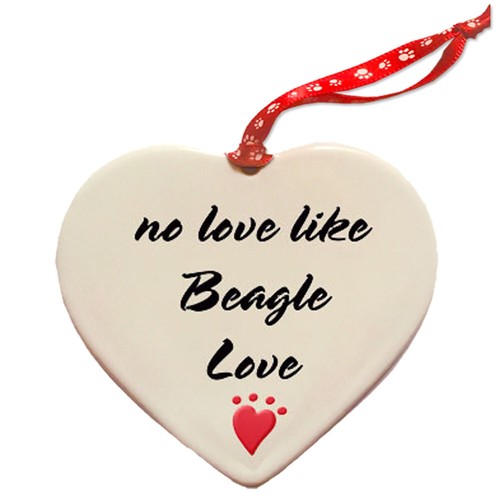 Beagle Porcelain Pet Gift Heart Ornament Double-Sided - Picture 2 of 2
