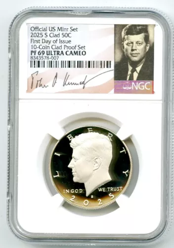 2025 S 50C KENNEDY HALF DOLLAR NGC PF69 UCAM FIRST DAY OF ISSUE SIGNATURE LABEL