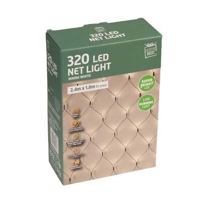 Festive Magic Warm White Super Bright 320 LED Christmas Net Lights ...