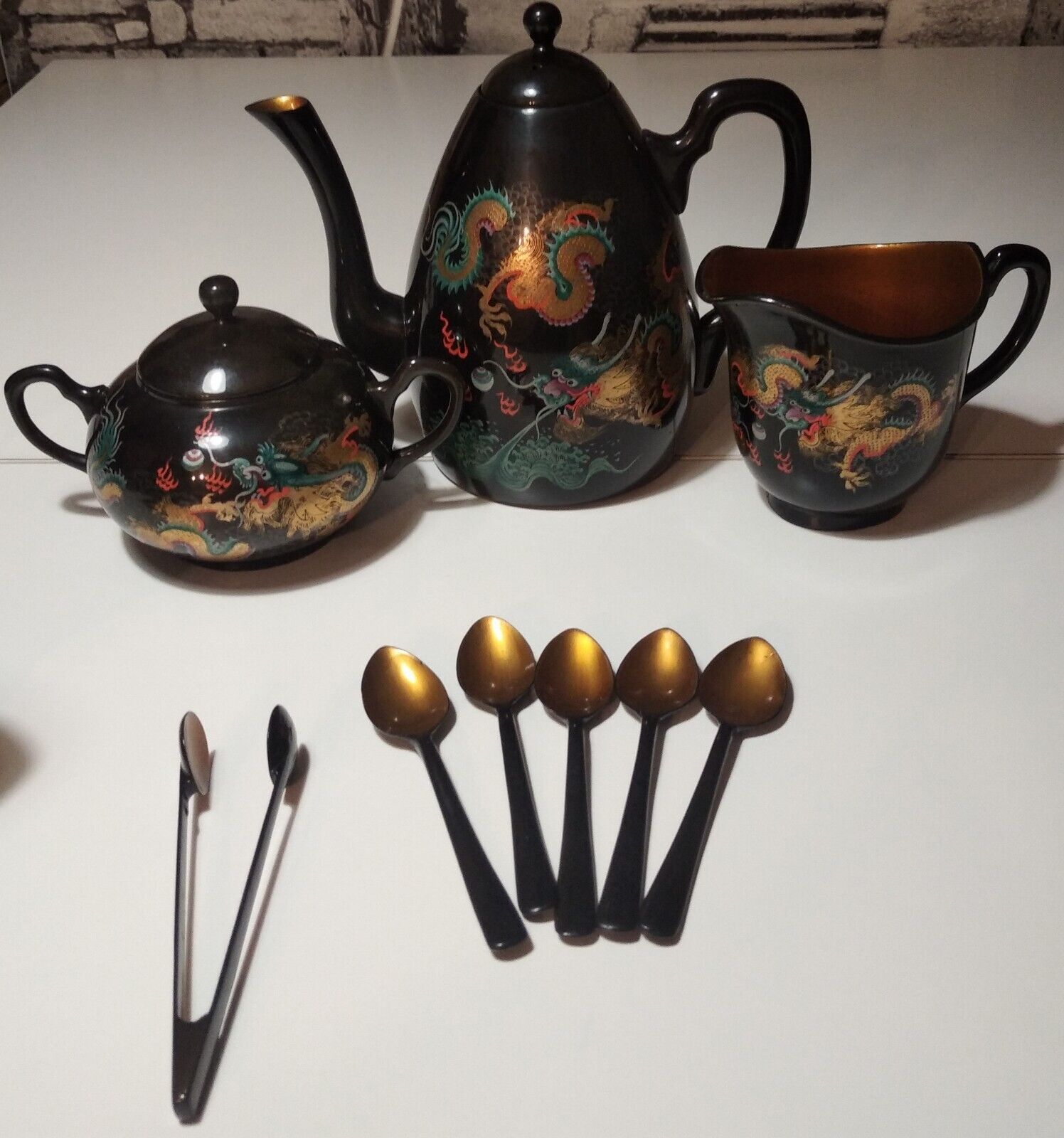 Rare Vintage China Black Dragon Tea Set 19 Pieces eBay
