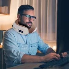 Portable Electric Neck Massage Pillow U Shape Heat Vibration for Travel Office