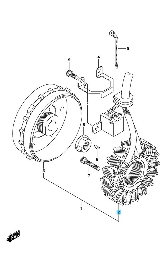 Conjunto de estator magnético genuino Suzuki RMX450Z 2017-2019 32101-02J00 FABRICANTE DE EQUIPOS ORIGINALES Foto 4 de 4