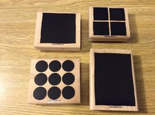 Stampin' Up Set of 4 Wooden Rubber Stamps "Great Shapes" Squares Circles