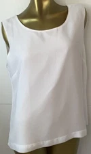 Vintage Tally Taylor Sleeveless Shirt Top Size 14 Paris Rome White Basic Lined 