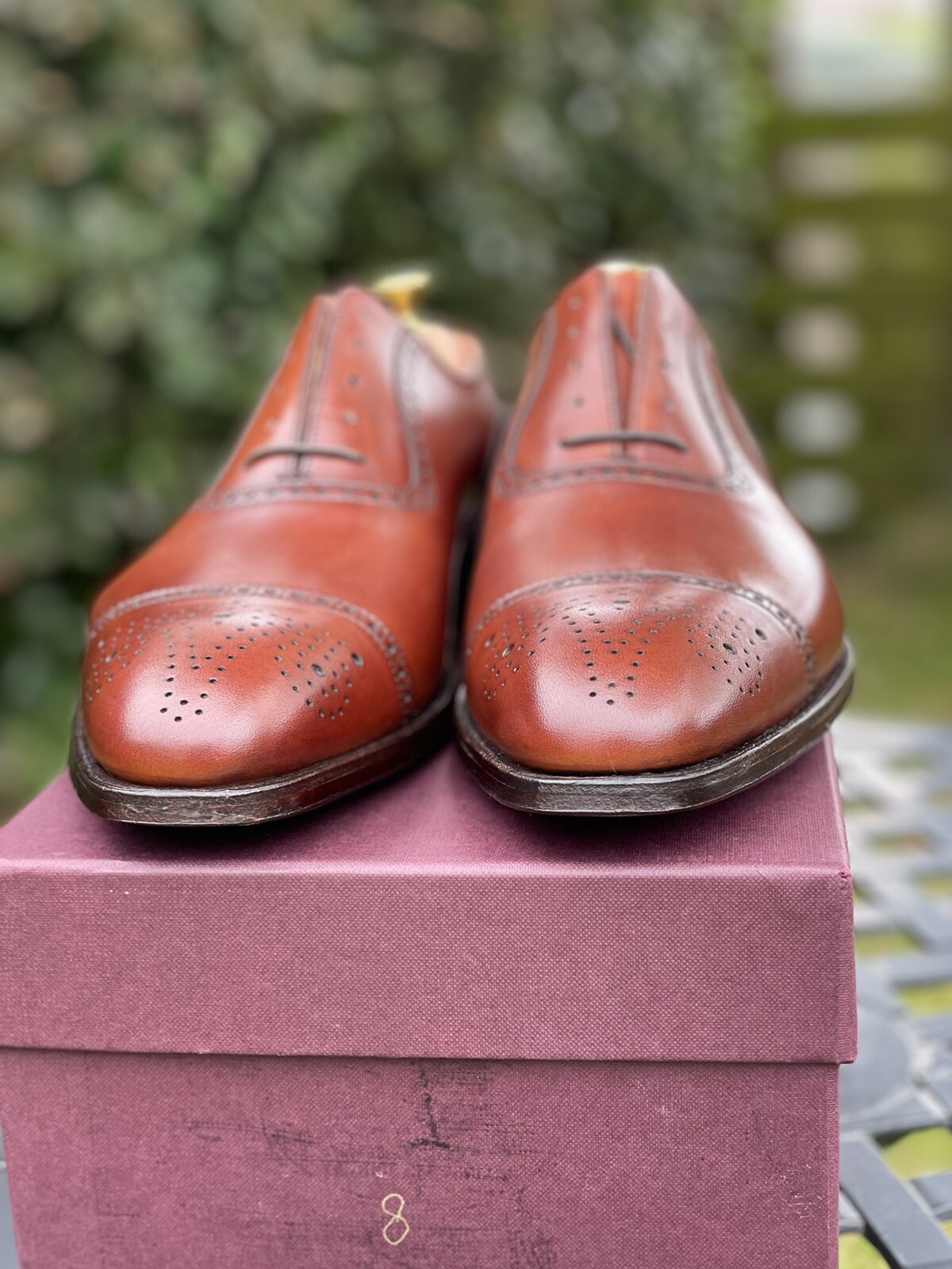 MEN'S George Cleverley 'Adam' chestnut semi-brogues, 8E, box and bags RRP £600 image 2