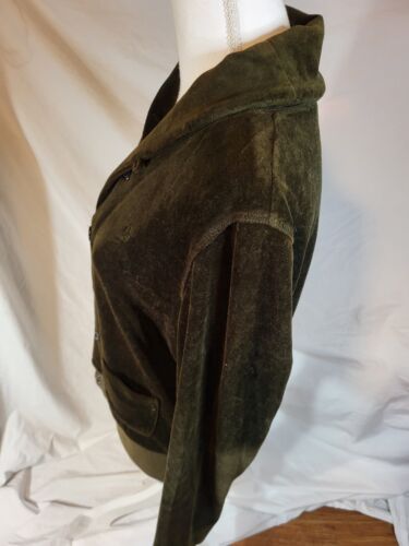 Lauren Ralph Lauren Olive Green Velvet Velour Button Up Jacket Size M - Picture 3 of 5