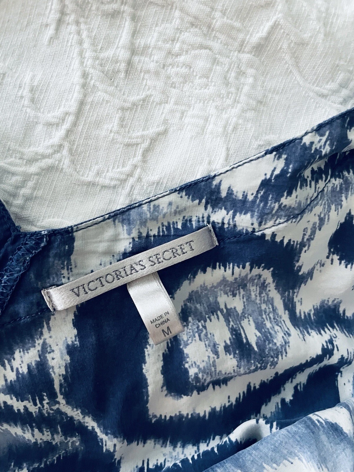 UNDERCOVER Abito slip lungo Victoria's Secret M misto cotone seta blu bianco lowback vintage