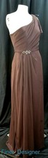 Davids Bridal one shoulder mesh long F15519 Formal Dress gown bridesmaid 8 M EUC