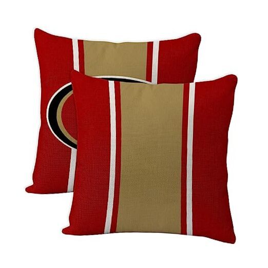 2 Pcs Football Style Throw Pillow Covers 18 x 18 Inch Linen San Francisco