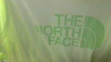 T-shirt North Face XXL giallo fluo con logo verde manica corta campeggio escursione outdoor