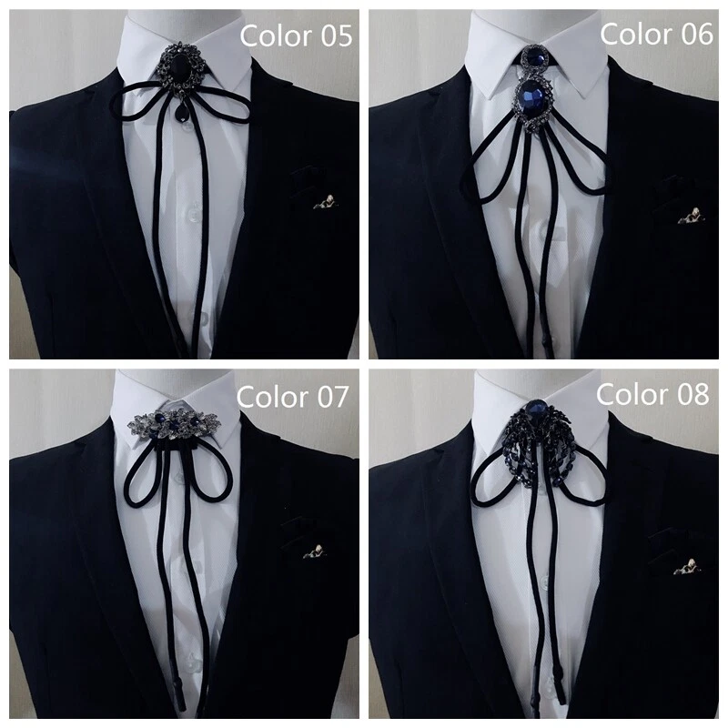 Corbata de moño ajustable de cristal con estrás para hombres mujeres boda graduación fiesta decoración Foto 4 de 4