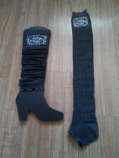 1 Set LegWarmers/boot Cuffs- Dark Gray w/ Bling on Sides Women's NEW