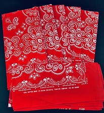 6 ORIENTAL TRADING CO. NOS RED BANDANAS WHITE FLORAL  PAISLEY CRAFTS LG 21  x22  