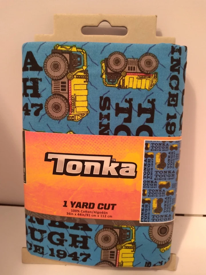 Camiones Tonka resistentes desde 1947 azul corte 1 yarda tela 36 pulgadas x 44 pulgadas 100 % algodón NUEVO Foto 2 de 4