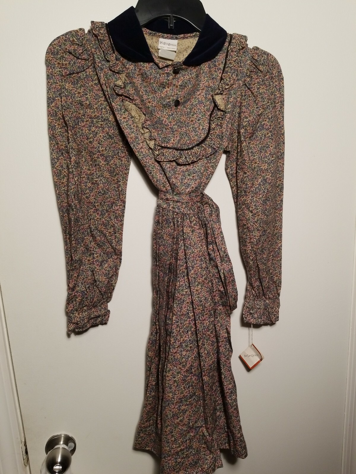 Abito da festa floreale vintage anni '80 nuovissimo Yves Saint Laurent per ragazze taglia 12 7715 2