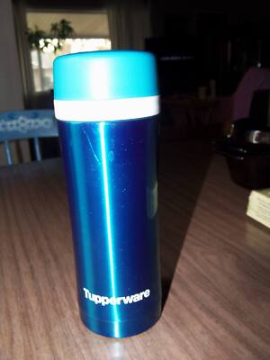 Small TUPPERWARE Blue Metal THermos Excellent
