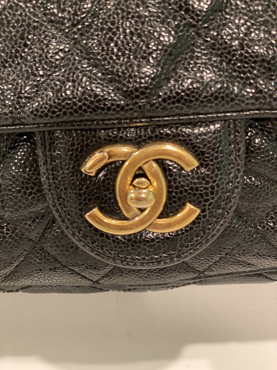 Authentic CHANEL Crushed Leather Large Shiva Flap Bag Limited