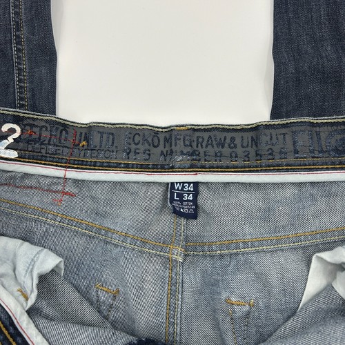 Ecko Unltd 1972 Jeans Herren 34X32 Raw & Uncut Dark Wash Logo Y2K 5Pocket - Bild 11 von 16