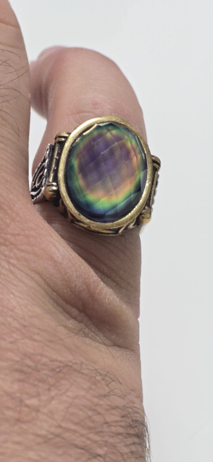 925 Sterling Silber Herrenring Gefühl, His Taşlı Gümüş Yüzük größe 23, Gr 63