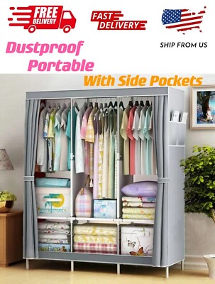 Portable Dustproof Clothes Storage Closet Organizer Wardrobe Shoe Rack Shelf US