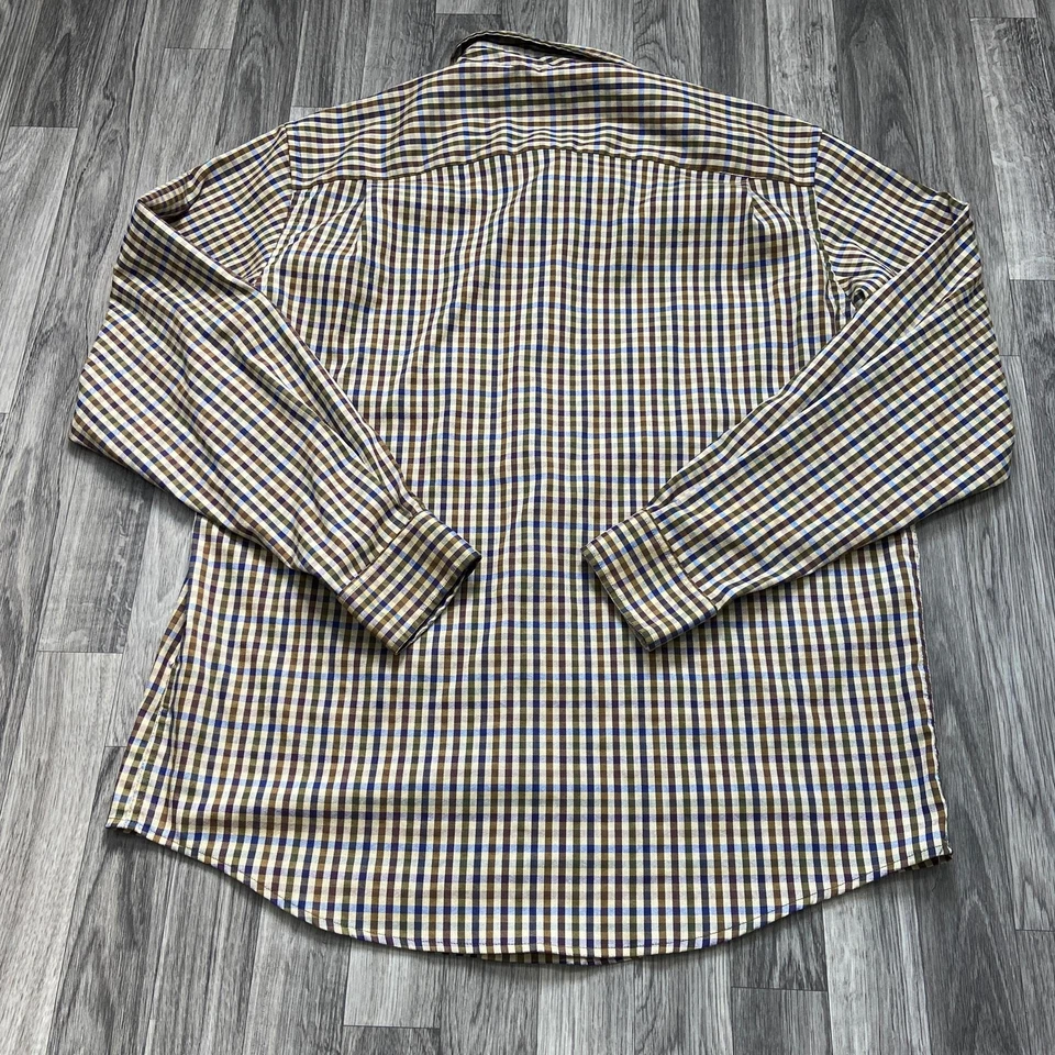 ORVIS Classic Fit Button Down Tan/Beige Check Wool Blend Dress Shirt Mens Size L - Image 3 of 4