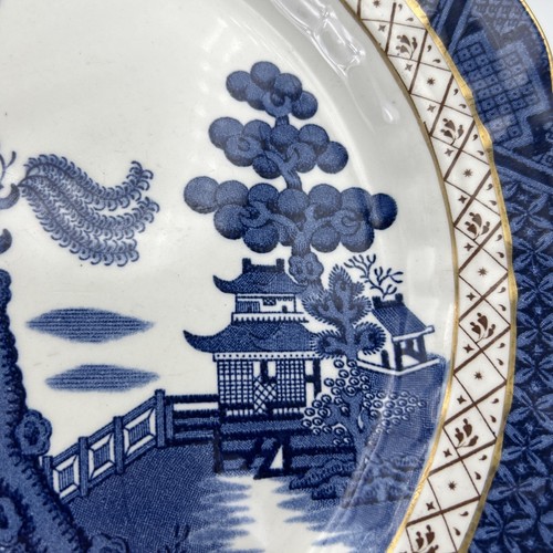 Piatto Antico in ceramica Inglese colore bianco e blu oro decoro Willow 1940 - 第 5/8 張圖片