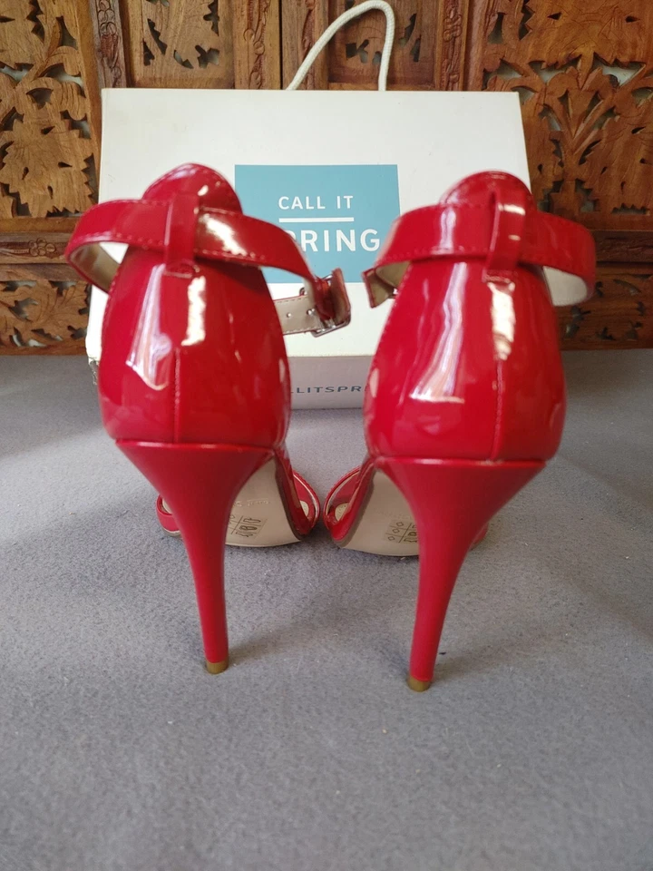 CALL IT SPRING Jechta Open Toe Strappy Pump NIB MSRP $45 RED Super Cute - Image 3 of 4