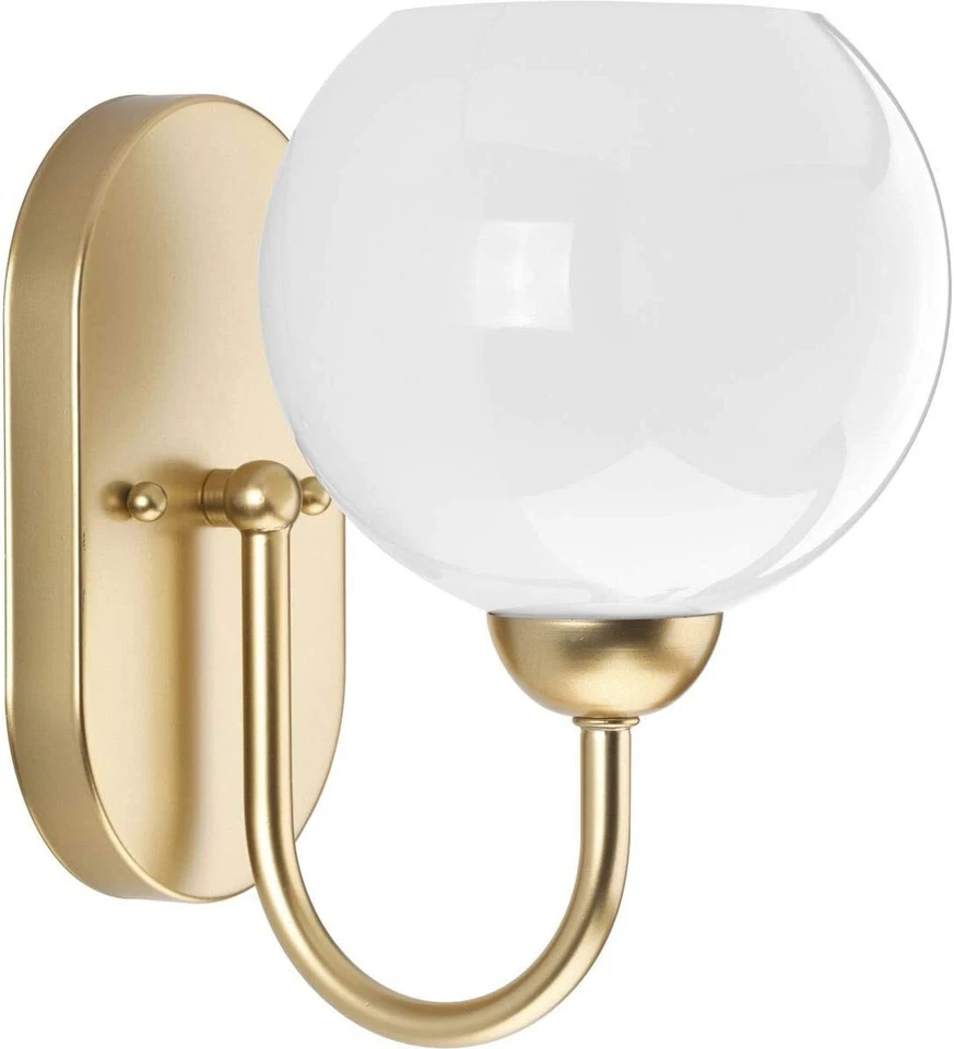 Progress Lighting Carisa 1-Light Vintage Gold Opal Glass Bath Vanity Light - Image 4 of 4