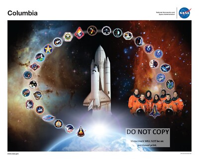 REPRINT OF OFFICIAL TRIBUTE POSTER FOR SHUTTLE COLUMBIA 8X10 NASA PHOTO (BT-586)