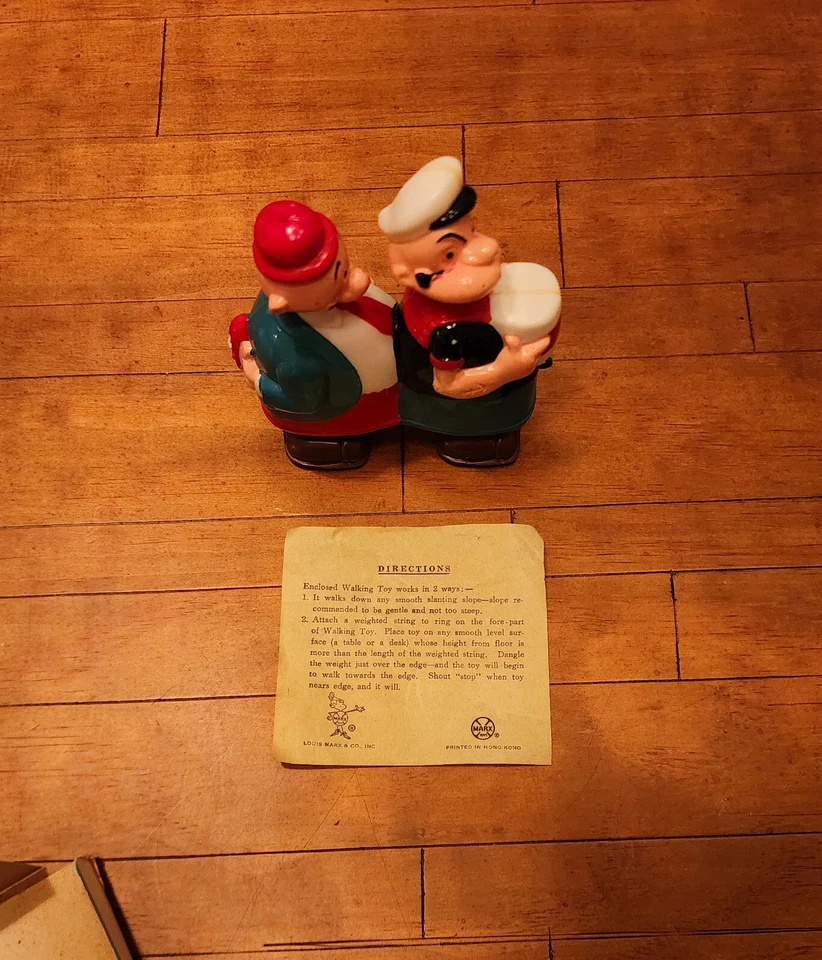 Juguete Walk-a-Way Marx Popeye & Wimpy 1964 vintage en caja Foto 4 de 4