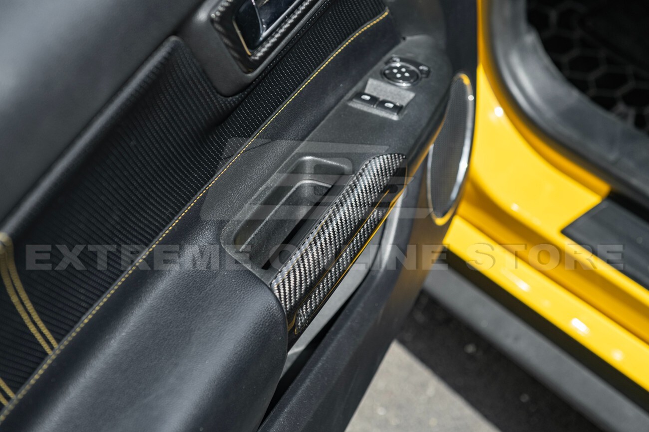 For 15-23 Ford Mustang Interior CARBON FIBER Side Door Armrest Panel Trim Cover