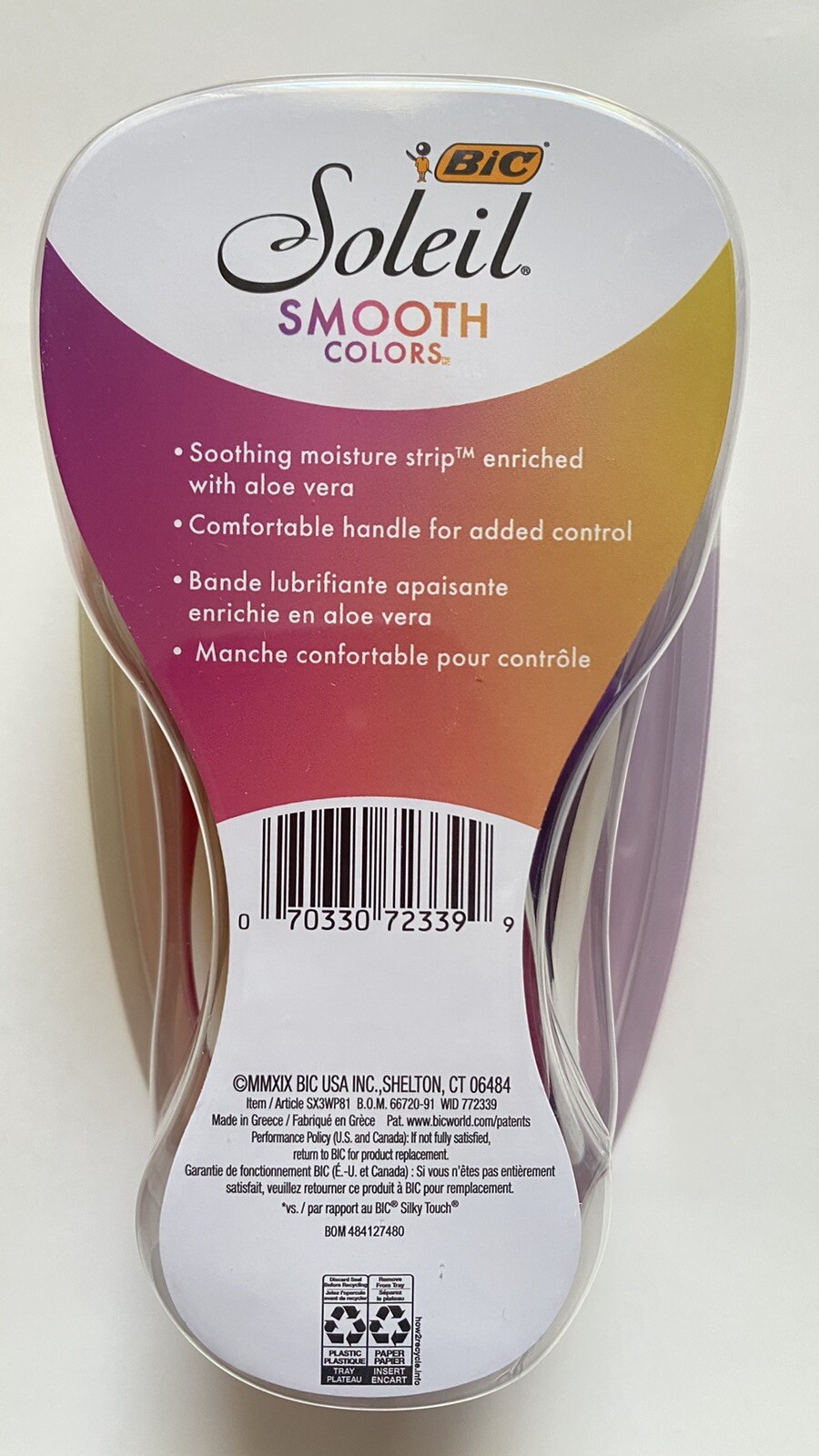  BIC Soleil Smooth Color Collection Triple Blade Shavers 8 Razors 