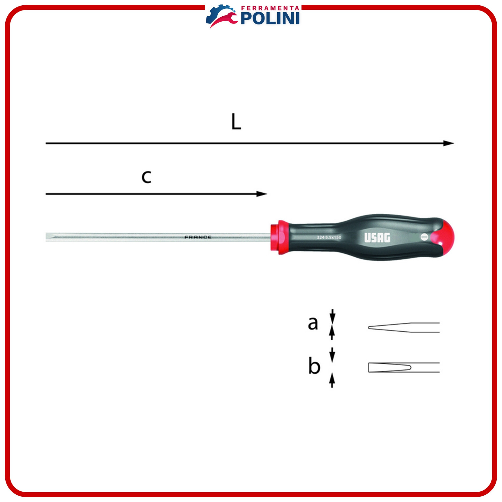 USAG 324 - 1,2x6,5x150 Giravite per Viti con Intaglio - giraviti cacciaviti