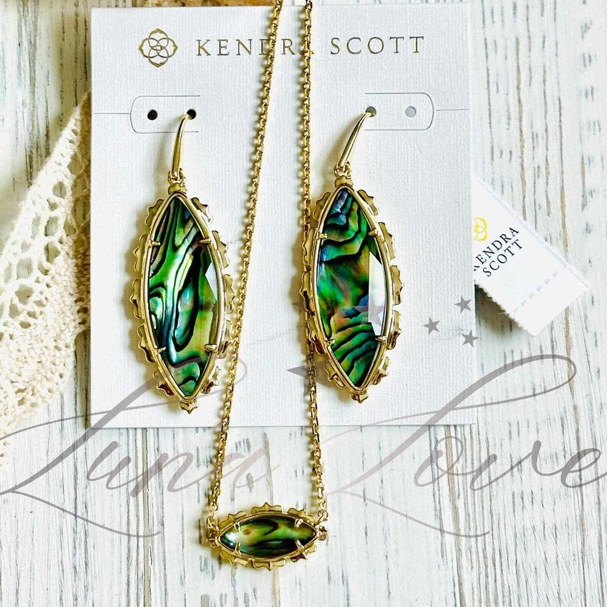 KENDRA SCOTT Genevieve Gold Necklace Gold Earrings In Abalone
