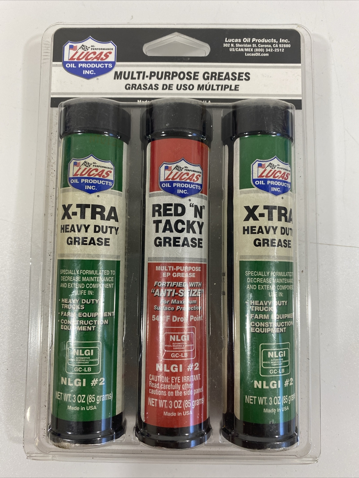 Lucas Multi-Purpose Greased 3 oz MINI TUBES 2  X-TRA Heavy Duty & 1 Red Tacky #2