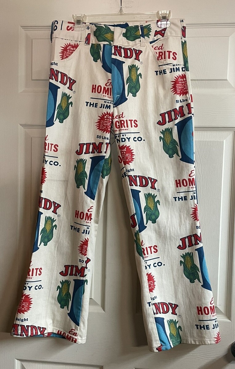 Vintage 1970s Jim Dandy Hominy grits Feed Sack Cotton Canvas Pants