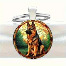 German Shepherd Alsatian Dog Keyring Keychain Handcrafted Handmade gift