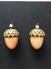 TWO HAND BLOWN GLASS XMAS ORNAMENTS BY OLD WORLD CHRISTMAS CO.