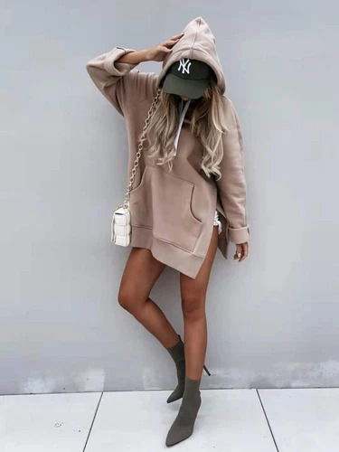 Women's Oversized Hoodie Dress Pullover Sweatshirt Tops Kangaroo Pocket Sweater - Bild 5 von 24
