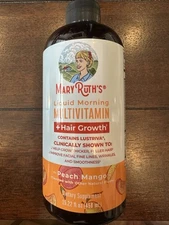 Liquid Morning Multivitamin + Hair Growth, Peach Mango, 15.22 fl oz (450 ml)