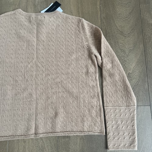 Magaschoni Cashmere Women Size XLarge Beige Brown Fine Cable Knits Sweater New - Picture 9 of 9