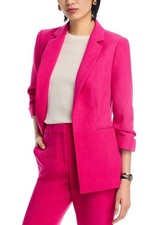 T Tahari Womens Ruched-Sleeve Open-Front Blazer 10 Tulip Pink - NWT