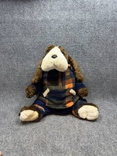 Plush Dog Stuffed Animal Brown Plaid Outfit Large