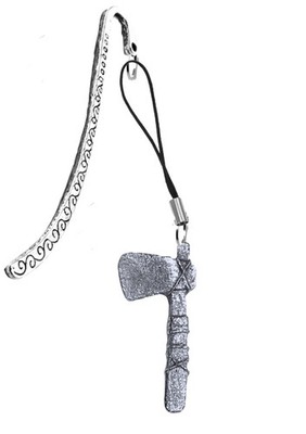 Z18 Tomahawk Chopper Axe Pattern bookmark on cord 3D English pewter charm
