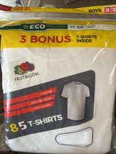 Fruit Of The Loom Boys White T-Shirt Medium 10-12 Tag Free Package Of 8
