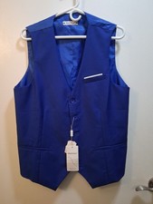 Wehilion Men's Medium 5-Button Suit Vest Formal - Blue Prom Wedding NWT
