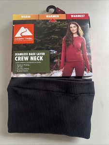 New!Ozark Trail Black Soot Womens Stretch Base Layer Long Sleeve Crew. Size S.