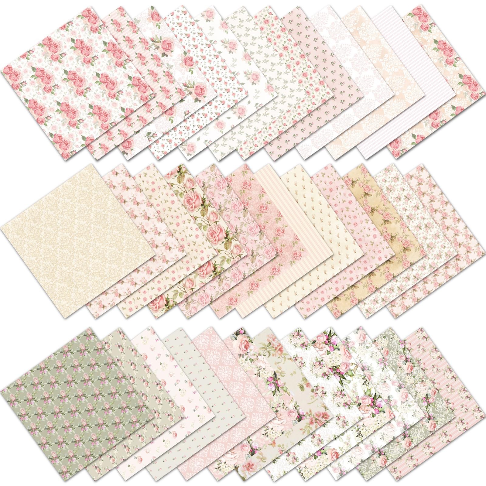 Papier scrapbooking vintage floral 15x15 cm bloc papier decoratif fleuri