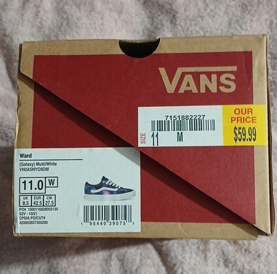 VANS Ward Galaxy Multi/White Women's Low Top Sneakers Lace Up Logo Accents